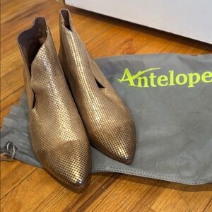 Antelope Gold Textured Ankle Booties